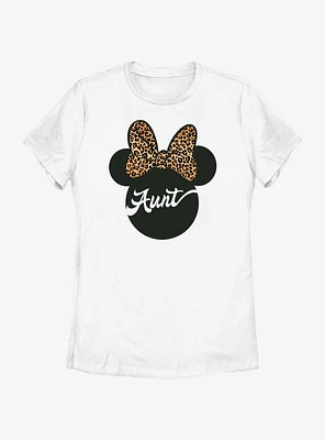 Disney Minnie Mouse Ears Leopard Bow Aunt Womens T-Shirt