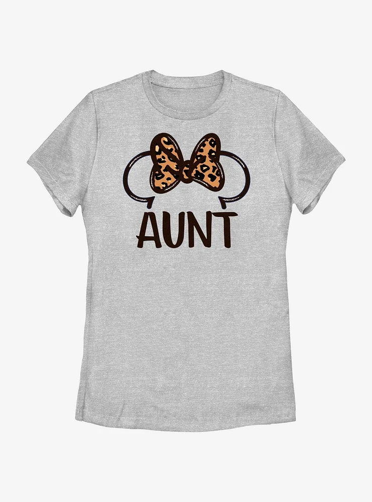 Disney Minnie Mouse Aunt Leopard Fill Bow Womens T-Shirt