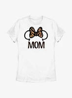 Disney Minnie Mouse Mom Leopard Fill Bow Womens T-Shirt