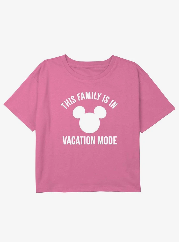 Disney Mickey Mouse This Family Is Vacation Mode Girls Youth Boxy Crop T-Shirt