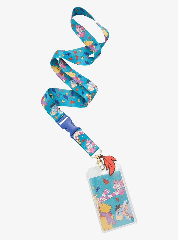 Disney Winnie the Pooh Characters Leaves Allover Print Lanyard - BoxLunch Exclusive