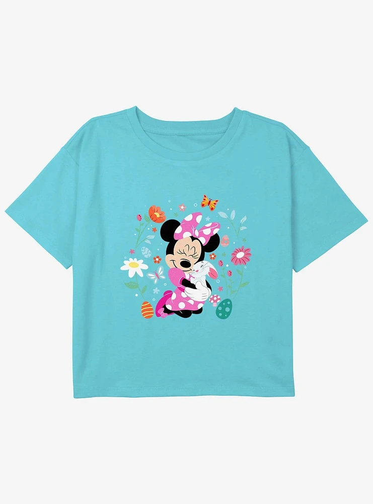 Disney Minnie Mouse Hug Bunny Youth Girls Boxy Crop T-Shirt