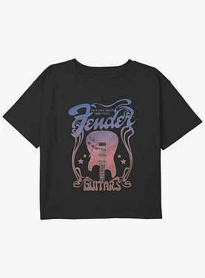 Fender Retro Guitar Poster Youth Girls Boxy Crop T-Shirt