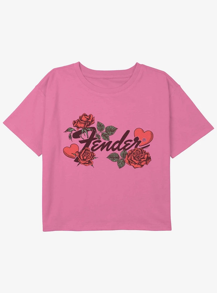 Fender Hearts & Roses Youth Girls Boxy Crop T-Shirt