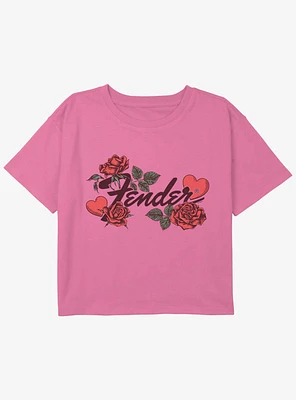 Fender Hearts & Roses Youth Girls Boxy Crop T-Shirt