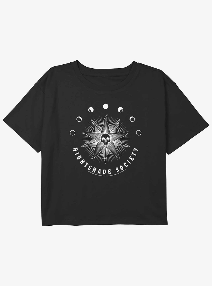 Wednesday Nightshade Society Youth Girls Boxy Crop T-Shirt