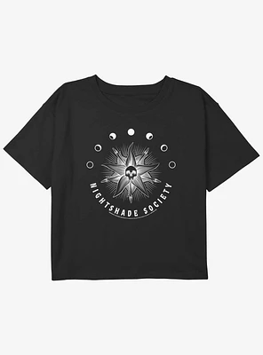 Wednesday Nightshade Society Youth Girls Boxy Crop T-Shirt