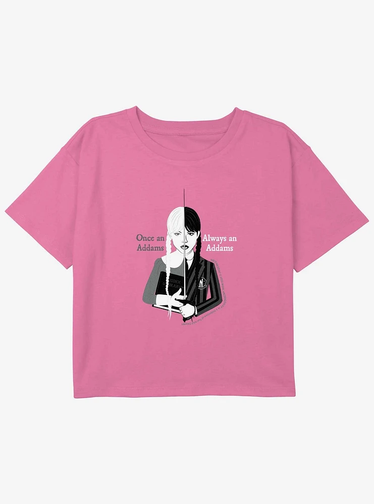 Wednesday One An Addams Always Youth Girls Boxy Crop T-Shirt