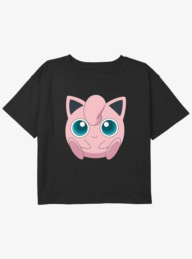 Pokemon Jigglypuff Face Youth Girls Boxy Crop T-Shirt