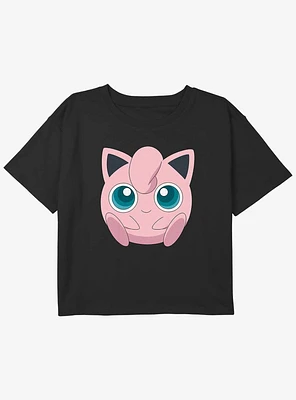 Pokemon Jigglypuff Face Youth Girls Boxy Crop T-Shirt