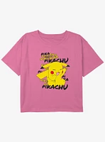 Pokemon Pikachu Cracks A Joke Youth Girls Boxy Crop T-Shirt