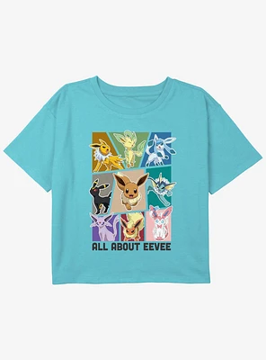 Pokemon Eeveelution Youth Girls Boxy Crop T-Shirt