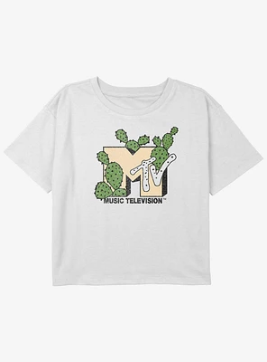 MTV Succulents Logo Youth Girls Boxy Crop T-Shirt