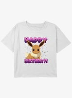 Pokemon Eevee Birthday Youth Girls Boxy Crop T-Shirt