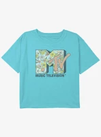 MTV Floral Logo Youth Girls Boxy Crop T-Shirt