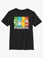 Pokemon Friends Sprigatito Quaxley Pikachu and Fuecoco Youth T-Shirt