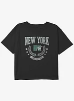 MTV New York Collegiate Logo Youth Girls Boxy Crop T-Shirt