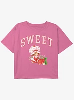 Strawberry Shortcake Sweet Collegiate Youth Girls Boxy Crop T-Shirt