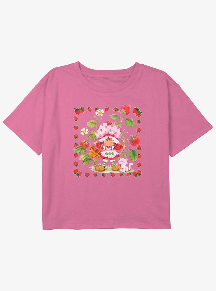 Strawberry Shortcake Mode Youth Girls Boxy Crop T-Shirt