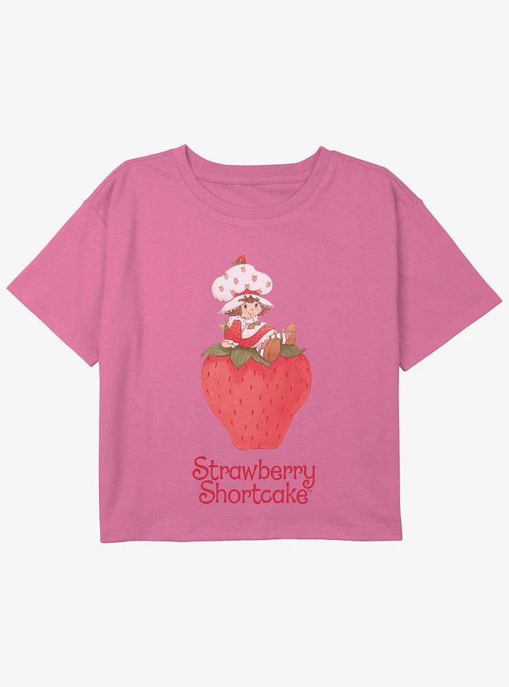 Strawberry Shortcake Giant Youth Girls Boxy Crop T-Shirt