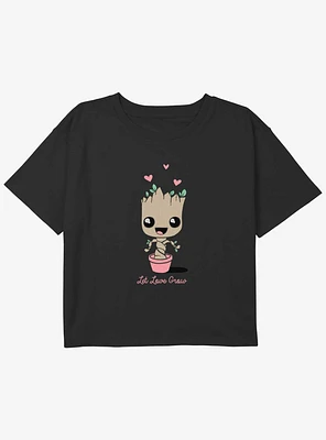 Marvel Guardians of the Galaxy Vol. 3 Cute Groot Youth Girls Boxy Crop T-Shirt