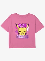 Pokemon Pikachu Wink Doodles Youth Girls Boxy Crop T-Shirt