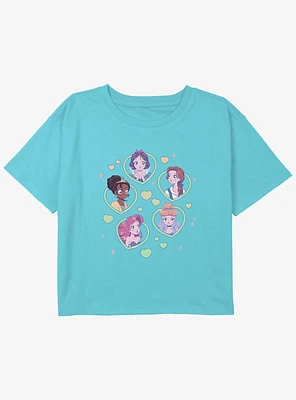 Disney The Little Mermaid Hearts And Princesses Youth Girls Boxy Crop T-Shirt