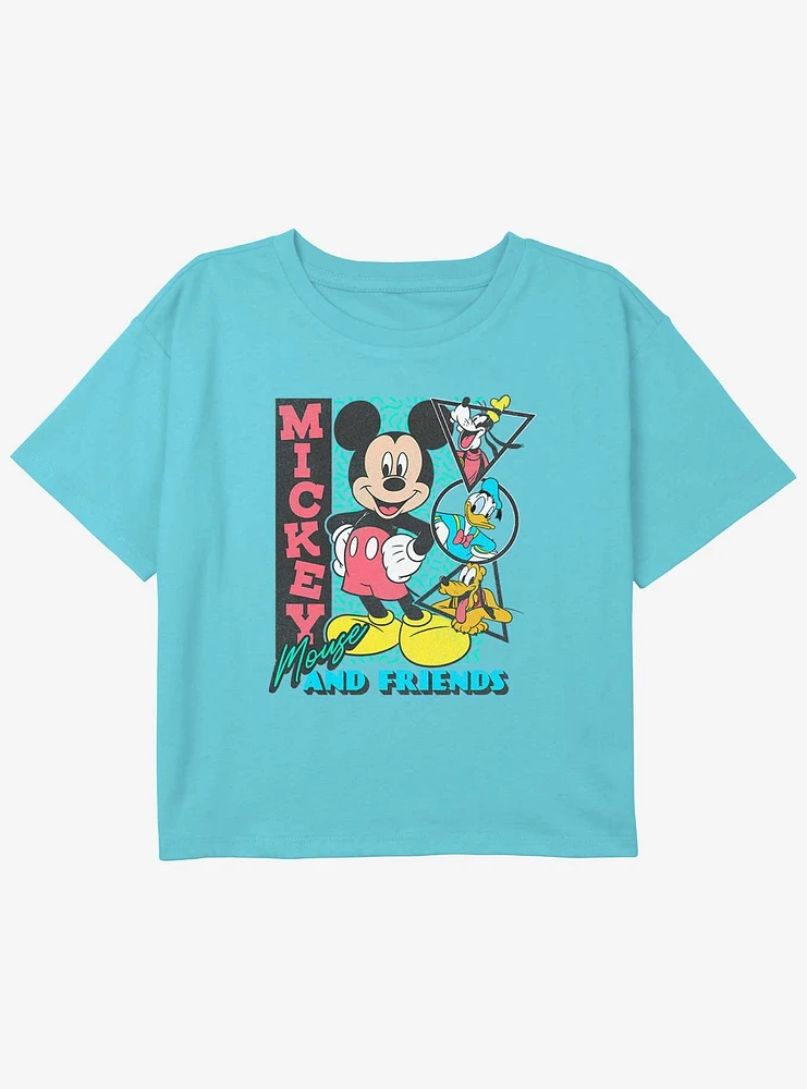 Disney Mickey Mouse & Friends Vintage Shapes Youth Girls Boxy Crop T-Shirt