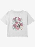 Fender Floral Stratocaster Redux Youth Girls Boxy Crop T-Shirt