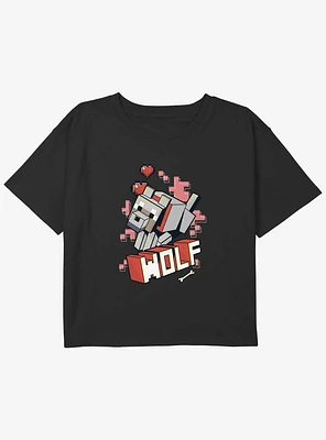 Minecraft Wolf Hero Youth Girls Boxy Crop T-Shirt