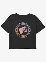 MTV Circular Gradient Logo Youth Girls Boxy Crop T-Shirt