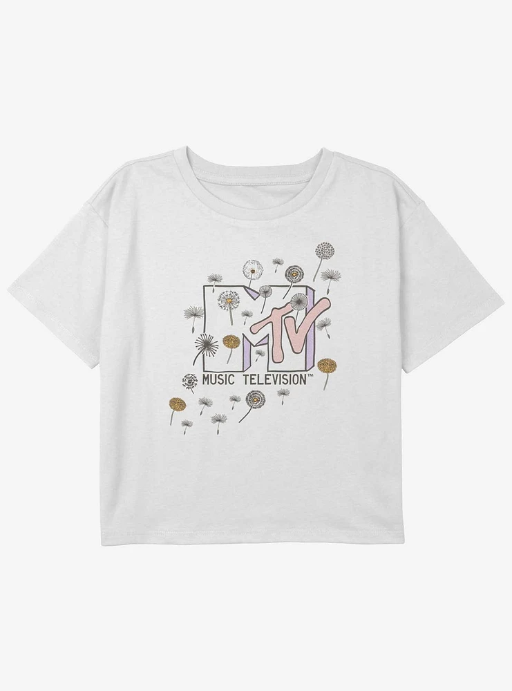 MTV Dandelion Logo Youth Girls Boxy Crop T-Shirt