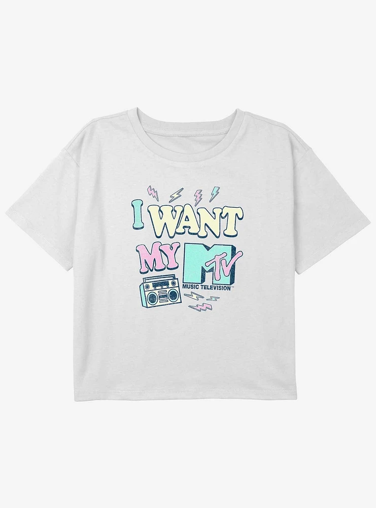 MTV Bubble Pop I Want My Youth Girls Boxy Crop T-Shirt