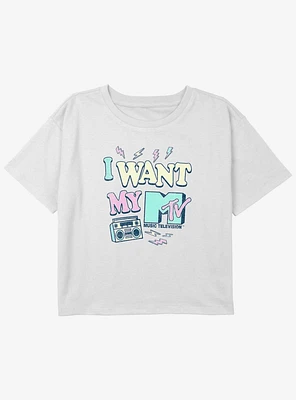 MTV Bubble Pop I Want My Youth Girls Boxy Crop T-Shirt