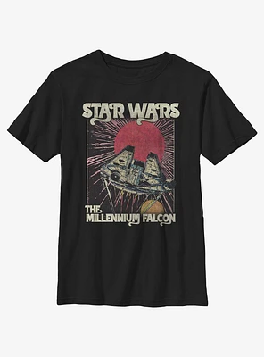 Star Wars Retro Millennium Falcon Poster Youth T-Shirt