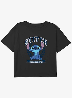 Disney Lilo & Stitch Weird But Cute Youth Girls Boxy Crop T-Shirt