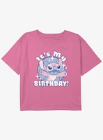 Disney Lilo & Stitch Angel Birthday Youth Girls Boxy Crop T-Shirt