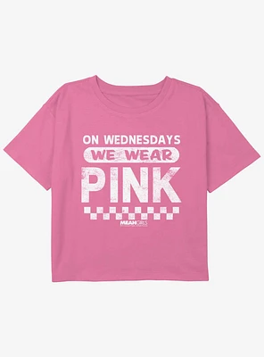 Mean Girls On Wednesdays We Wear Pink Youth Boxy Crop T-Shirt