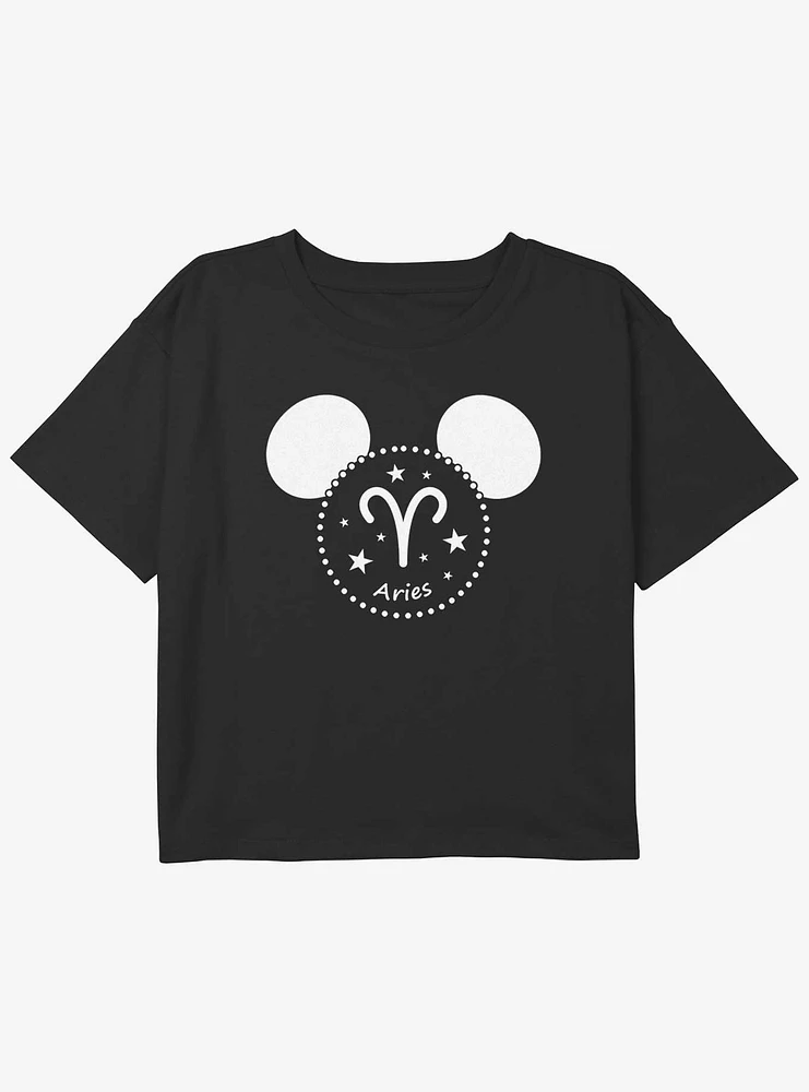 Disney Mickey mouse Aries Youth Girls Boxy Crop T-Shirt