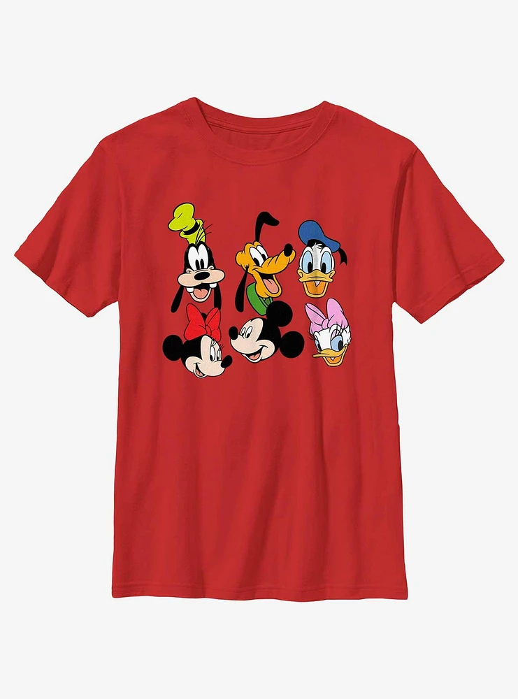 Disney Mickey Mouse Friend Group Head Icons Youth T-Shirt