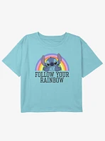 Disney Lilo & Stitch Rainbow Youth Girls Boxy Crop T-Shirt