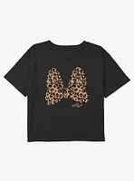 Disney Minnie Mouse Animal Print Bow Youth Girls Boxy Crop T-Shirt