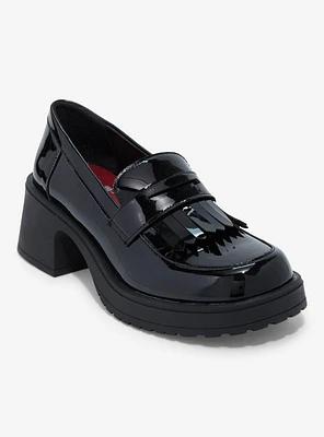 Dirty Laundry Shiny Black Heel Loafer