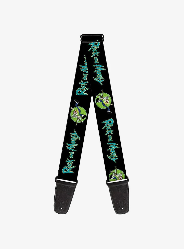 Rick and Morty Title Logo and Portal Pose Guitar Strap