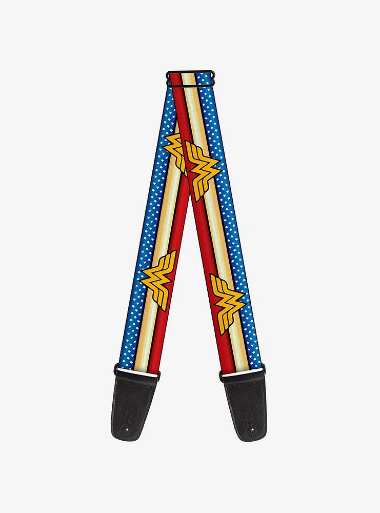 DC Comics Wonder Woman Logo Stripe Stars Guitar Strap