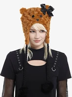 Brown Fuzzy Bear Tassel Beanie