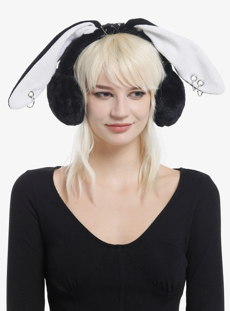 Black Bunny Ear Pierced Earmuffs