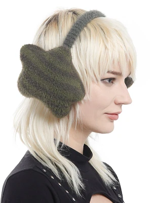 Green Stripe Fuzzy Earmuffs