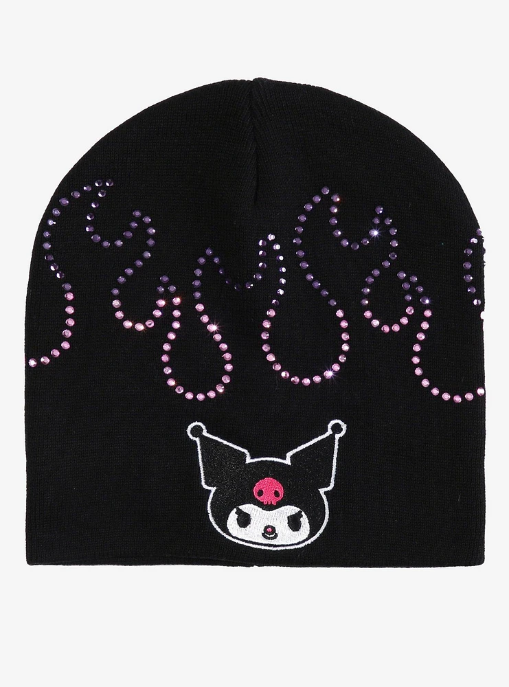 Kuromi Rhinestone Flames Beanie