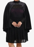 Wicked Elphaba Black Flocked Dress With Cape Plus